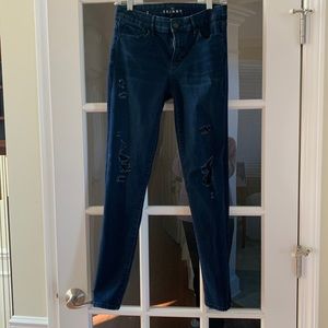 White House Black Market skinny jeans: distressed with black sequins size 2